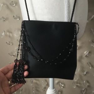 Vintage Beaded Satin Cross Body Bag